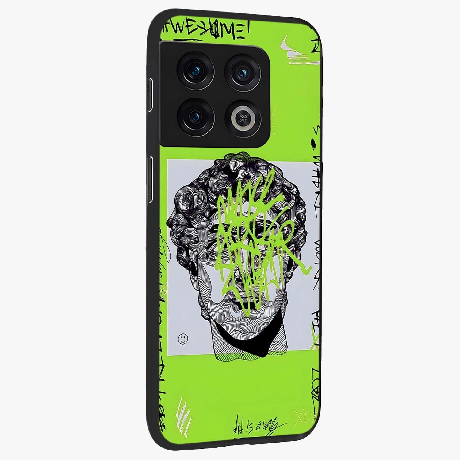 Neo Graffiti Rebellion Glass Case upright view showcasing colorful graffiti artwork with bold modern street style.