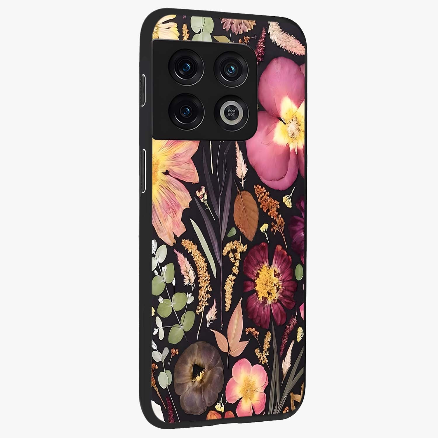 Petal Dream Tapestry Glass Case upright view showcasing detailed floral tapestry artwork with artistic nature theme.
