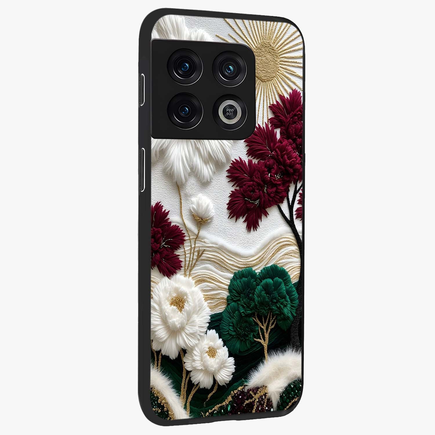 Radiant Bloom Elegance Glass Case upright view showcasing decorative flower artwork with refined botanical theme.