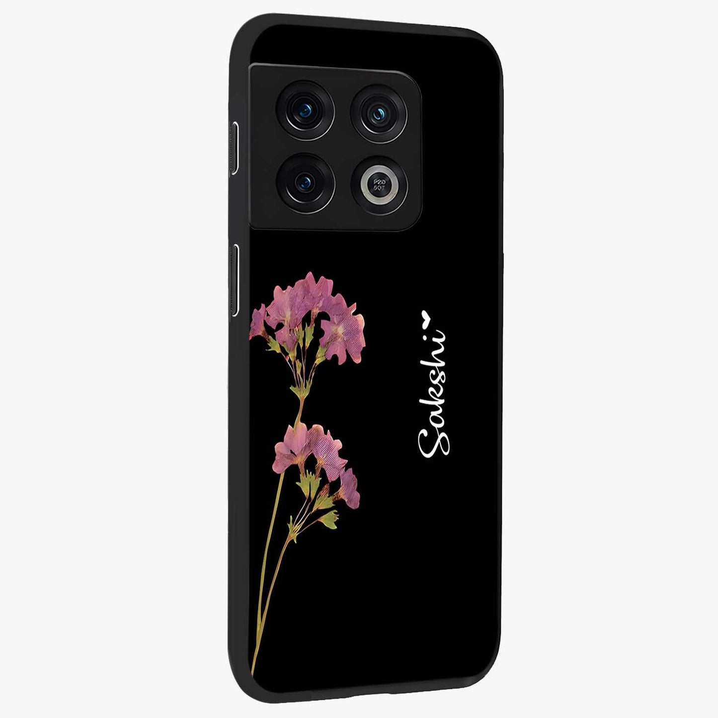 Riching Lavender Flower Custom Name Glass Case upright view showcasing elegant lavender floral artwork with personalized aesthetic.