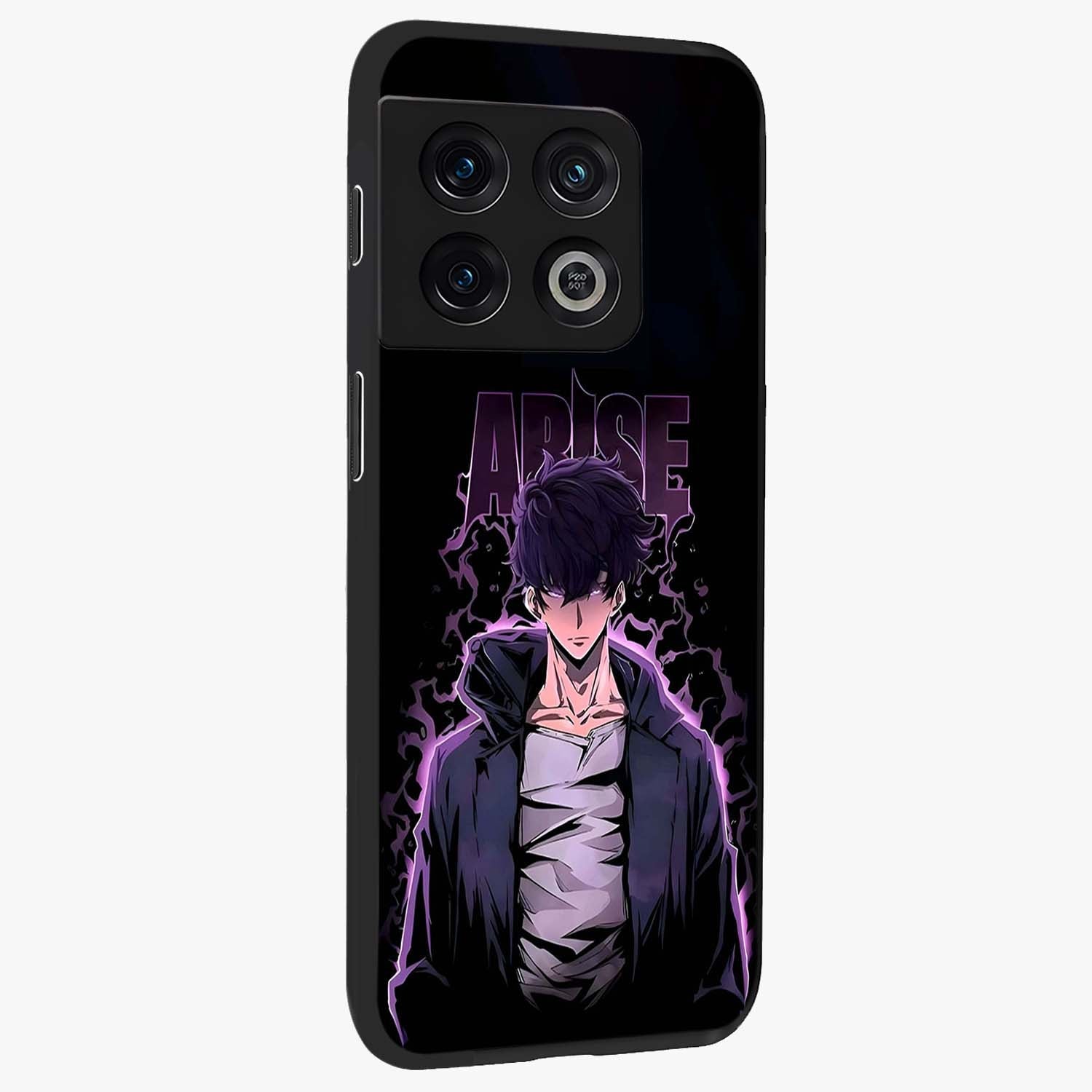 Shadow Monarch Awakening Glass Case upright view showcasing bold monarch artwork with mystical awakening theme.