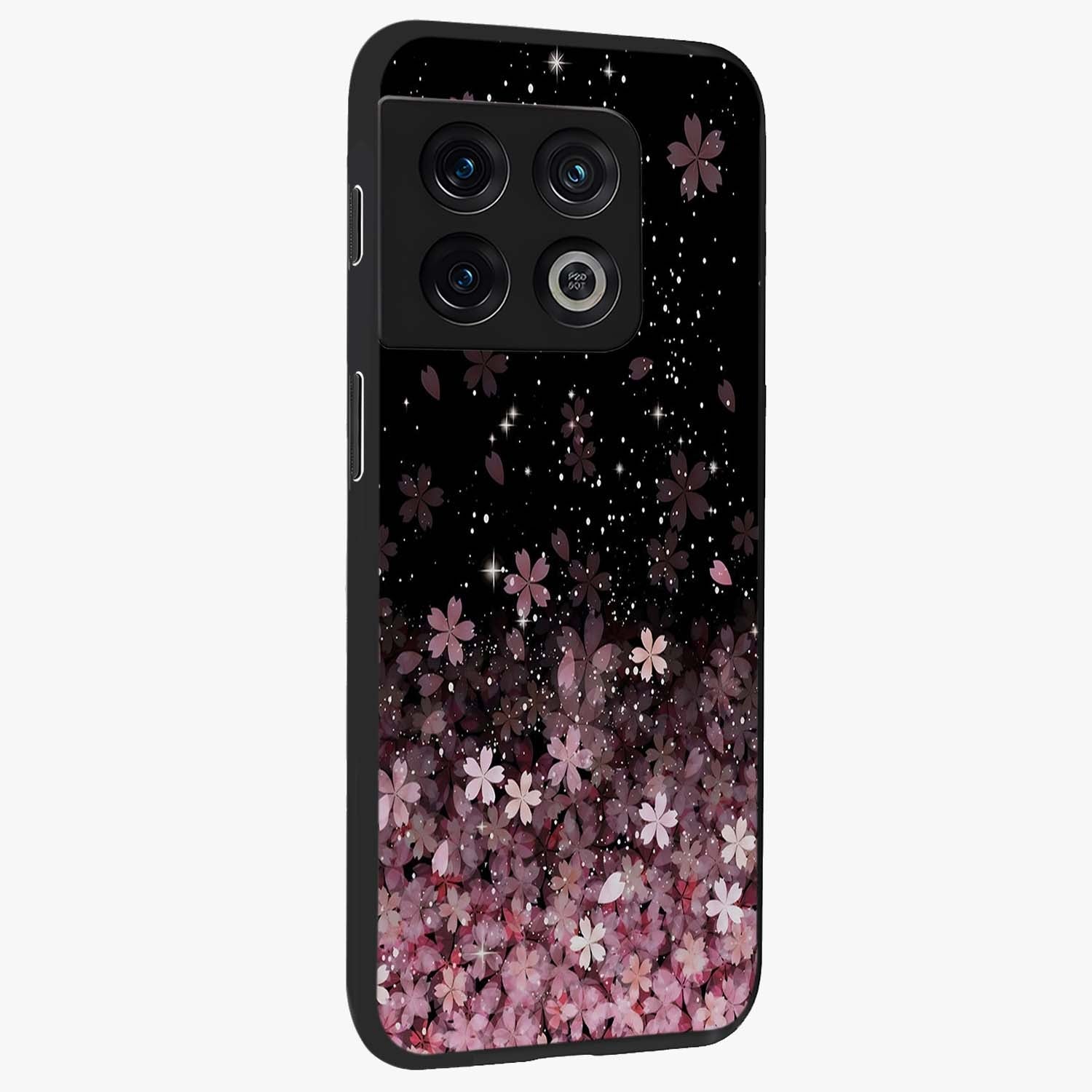 Small Starry Flowers Glass Case upright view showcasing charming floral artwork with dreamy starry theme.