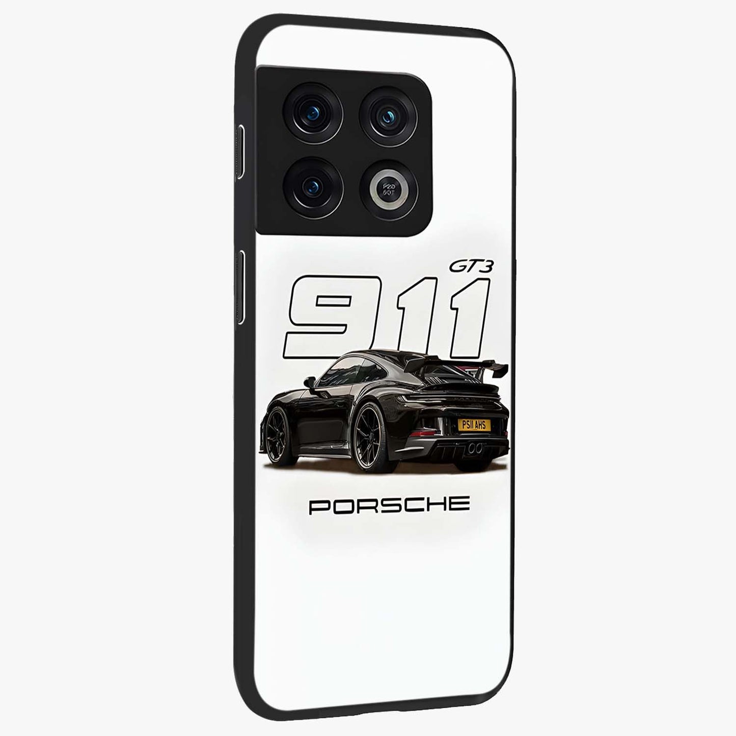 Turbo Legacy Icon Glass Case upright view showcasing bold racing inspired artwork with classic car theme.