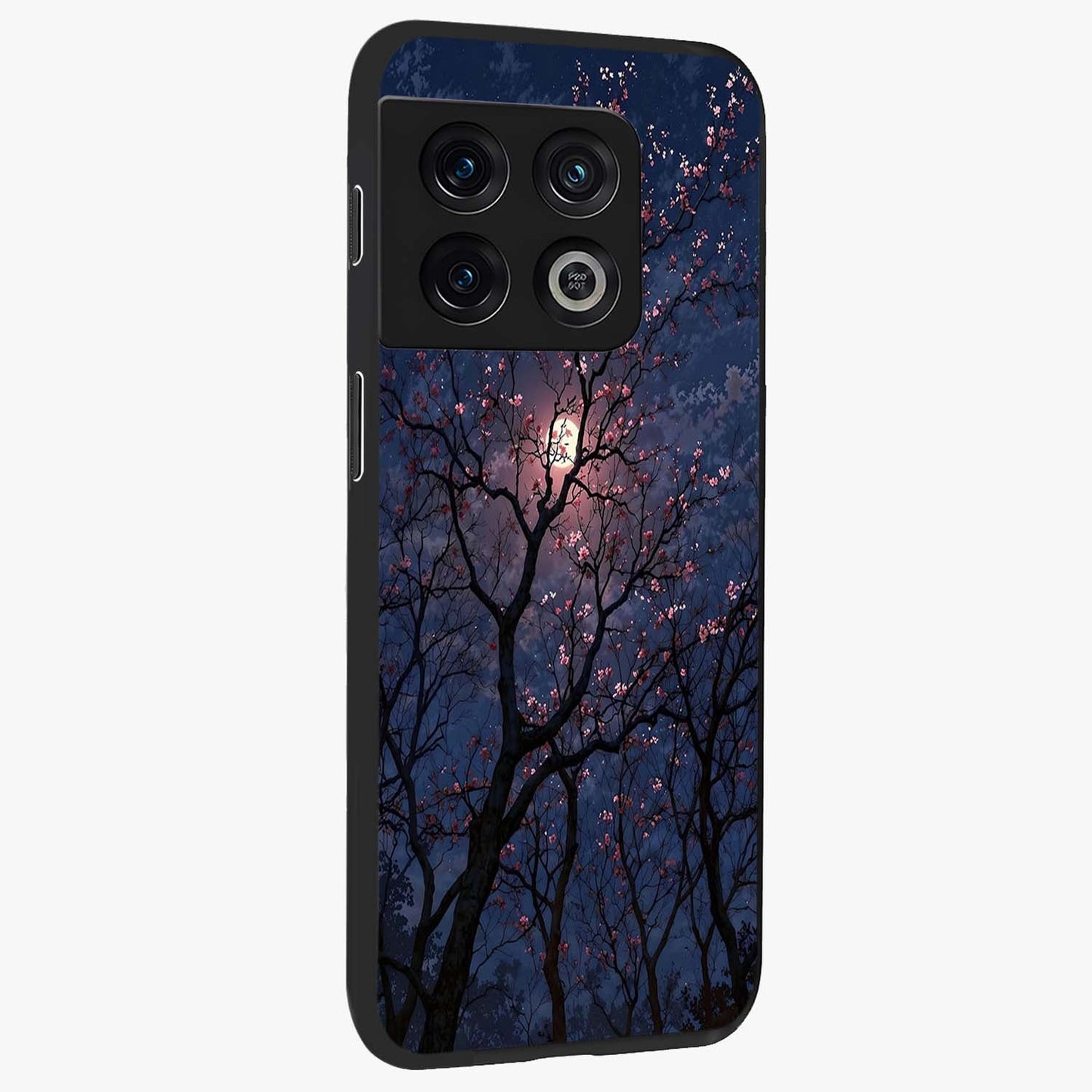 Twilight Sakura Serenade Glass Case upright view showcasing beautiful cherry blossom artwork with serene evening theme.
