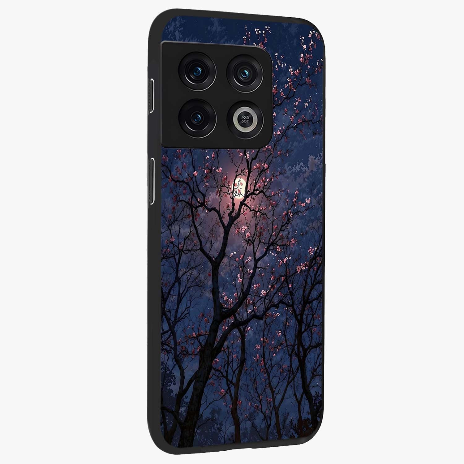 Twilight Sakura Serenade Glass Case upright view showcasing beautiful cherry blossom artwork with serene evening theme.