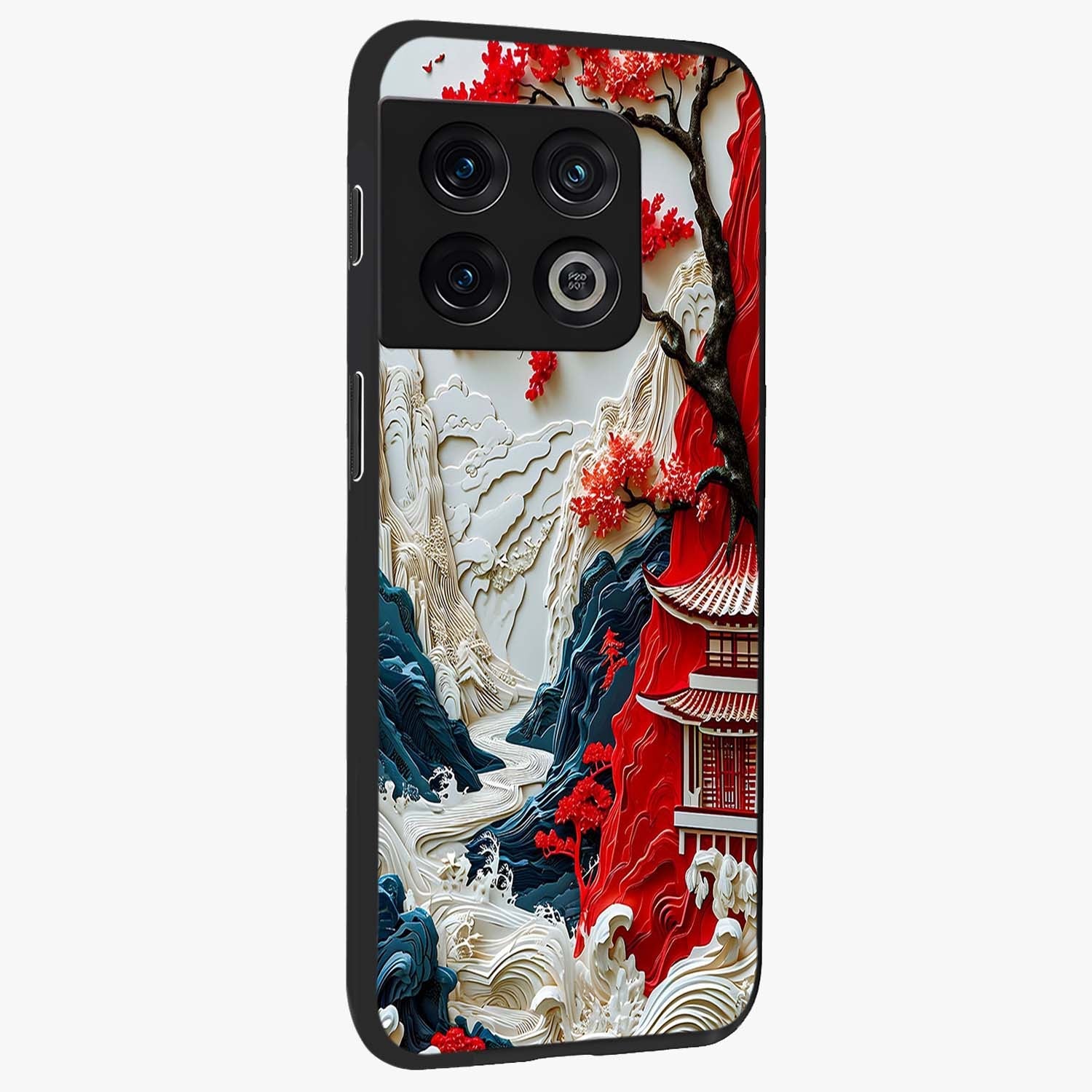 Whispers Of Sakura Waves Glass Case upright view showcasing delicate cherry blossom artwork with elegant nature theme.