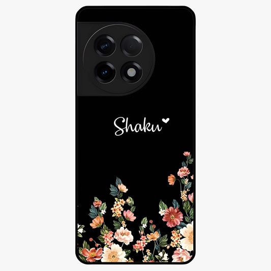 Floral Design With a Custom Personalized Name Glass Case for OnePlus 11R |1+11R