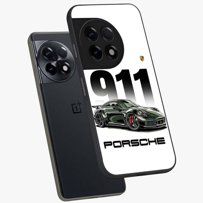 911 Turbo Dominance Glass Case for 1+11R premium angled mockup showcasing glossy glass finish and racing inspired design