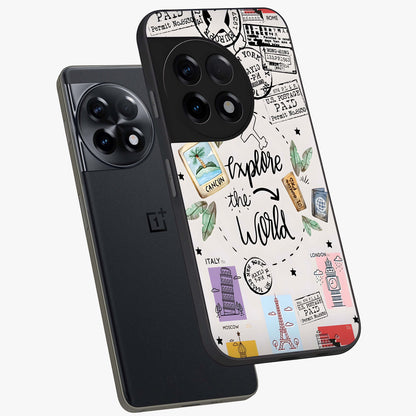 Adventure Awaits Art Glass Case for 1+11R angled display showcasing glossy finish and adventure themed design