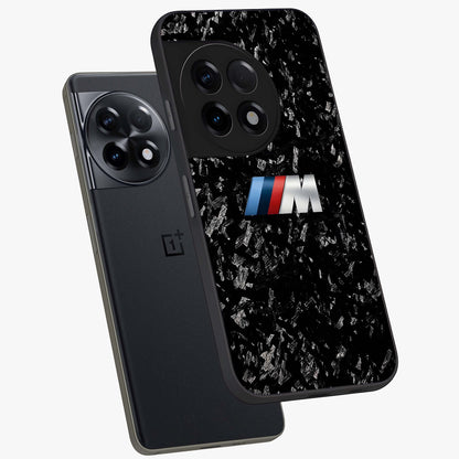 Carbon Speed Mark Glass Case for 1+11R angled mockup showcasing glossy finish and high performance aesthetic