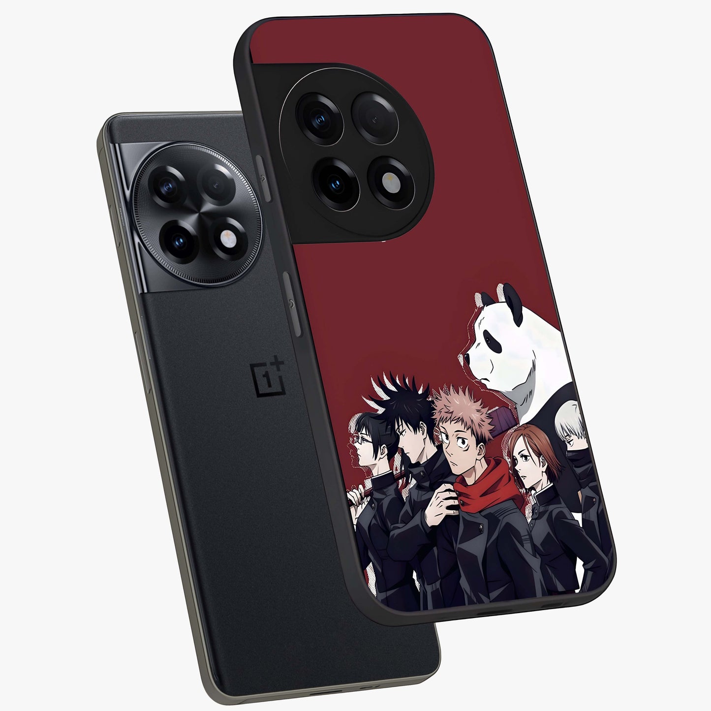 Crimson Crow Judgment Glass Case for 1+11R angled mockup showcasing glossy finish and intense dark aesthetic