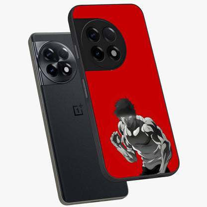 Crimson Power Rush Glass Case for 1+11R angled mockup showcasing glossy finish and high energy design