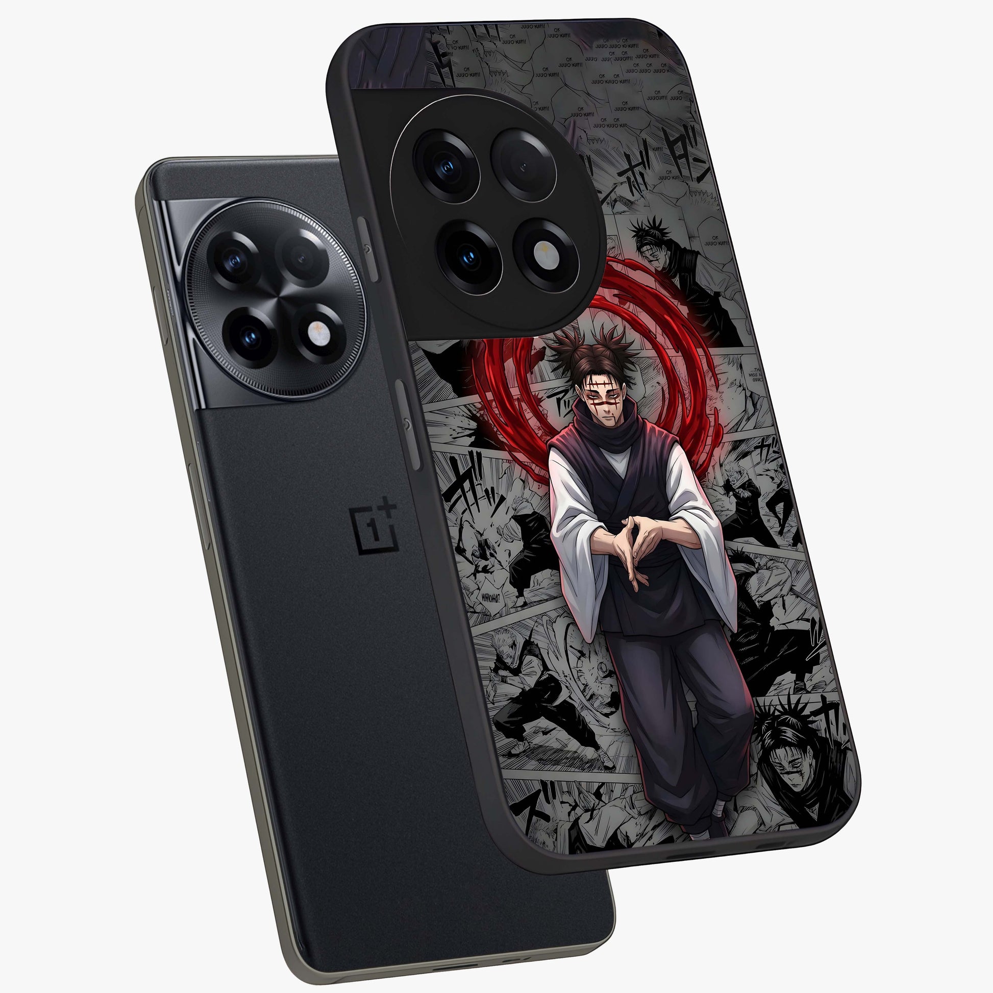 Cursed Ritual Ascension Glass Case for 1+11R angled mockup showcasing glossy finish and intense gothic detailing
