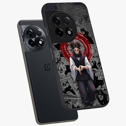 Cursed Ritual Ascension Glass Case for 1+11R angled mockup showcasing glossy finish and intense gothic detailing