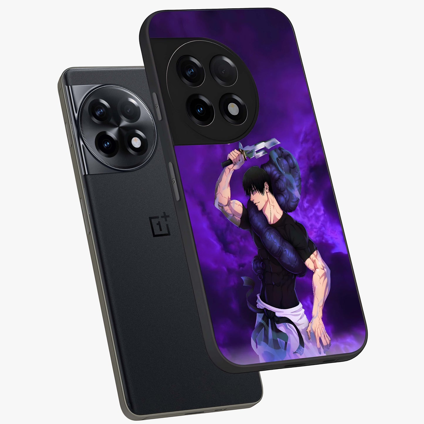 Cursed Strength Ascension Glass Case for 1+11R angled mockup showcasing glossy finish and bold shadow detailing