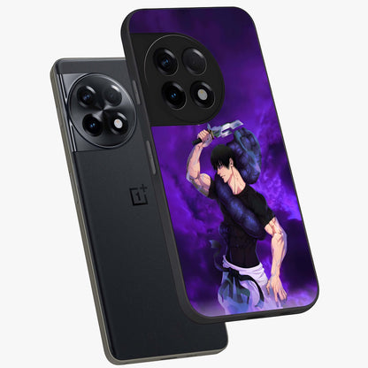 Cursed Strength Ascension Glass Case for 1+11R angled mockup showcasing glossy finish and bold shadow detailing