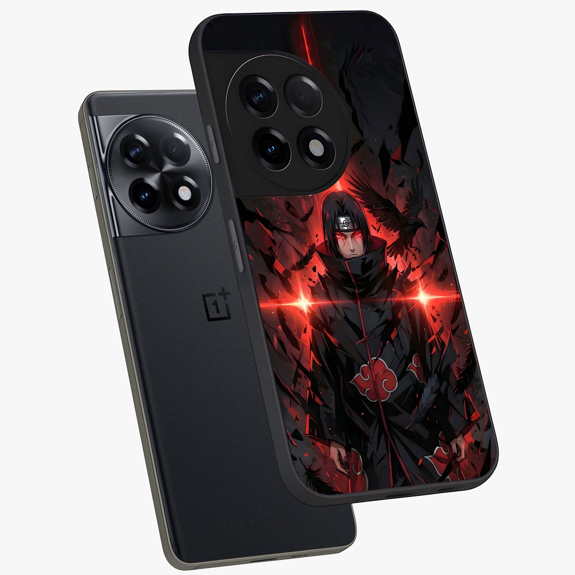 Focused Blade Discipline Glass Case for 1+11R angled mockup showcasing glossy finish and intense warrior detailing