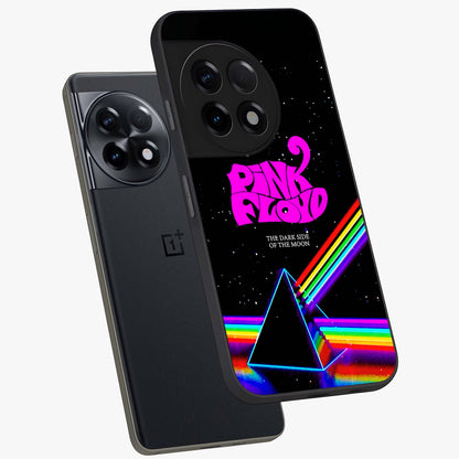 Galactic Light Frequency Glass Case for 1+11R angled mockup showcasing glossy finish and vibrant neon detailing
