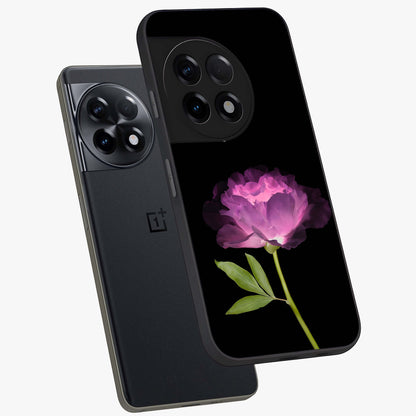 Glow Petal Bloom Glass Case for 1+11R angled mockup showcasing glossy finish and vibrant petal detailing