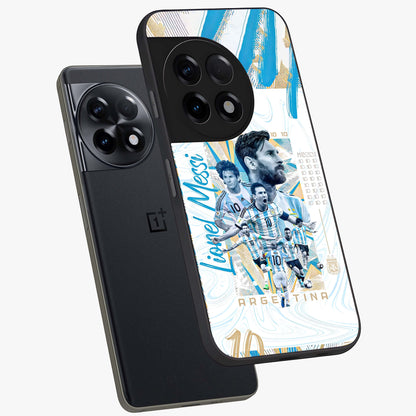 Golden Shadow Commander Glass Case for 1+11R angled mockup showcasing glossy finish and bold golden accents