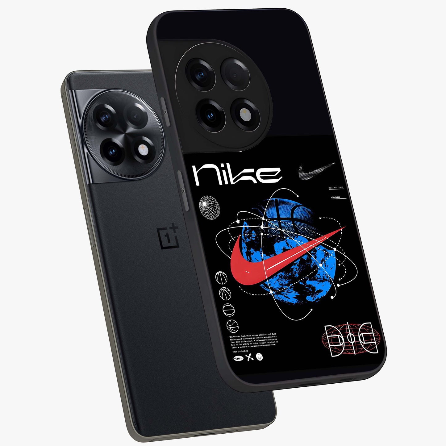 Gravity Sports Fusion Glass Case for 1+11R angled mockup showcasing glossy finish and high energy detailing