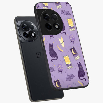 Humble Magic Cats Glass Case for 1+11R captured at a warm angle highlighting playful magical details, gloss, and edge clarity.