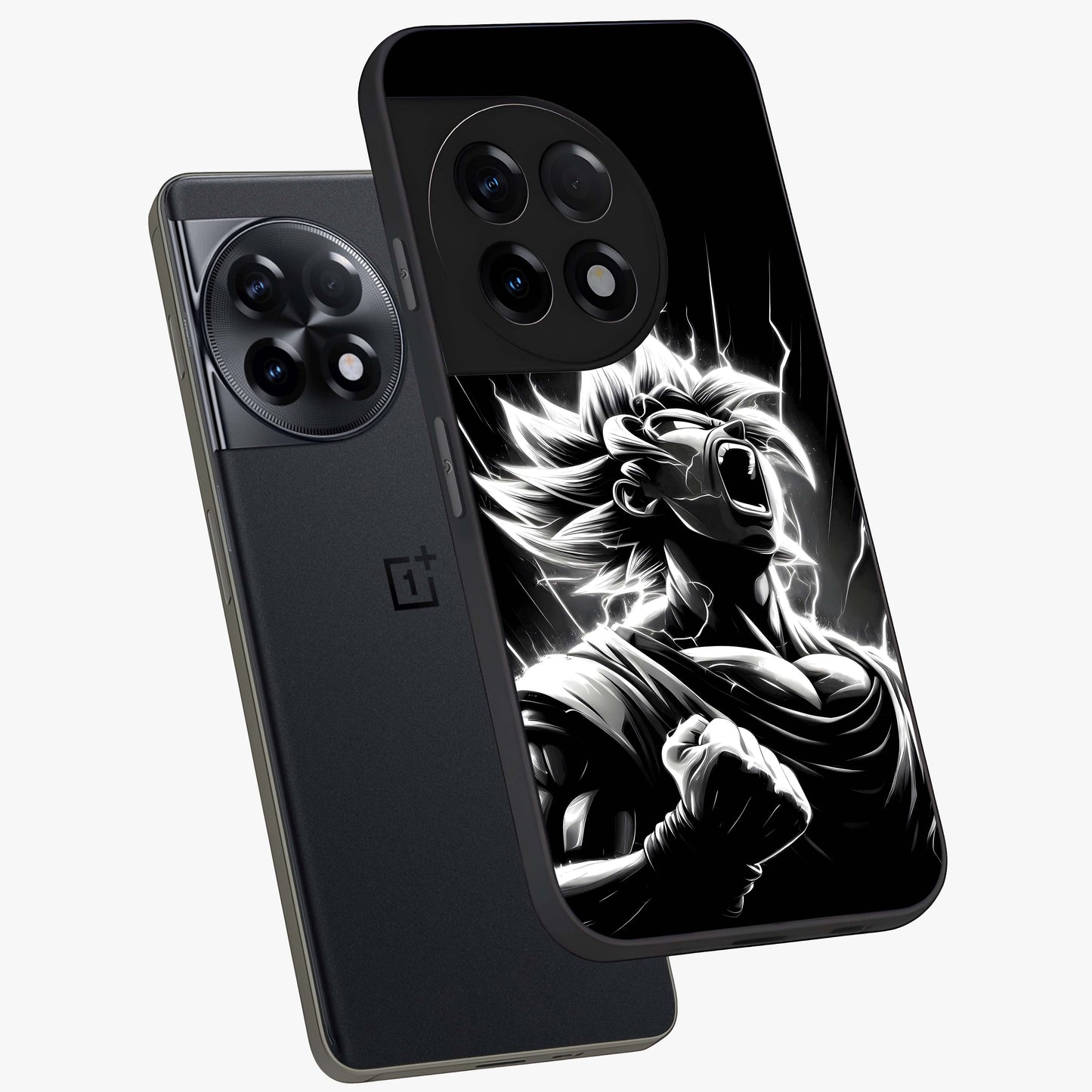 Limitless Power Unleashed Glass Case for 1+11R angled mockup showcasing glossy finish and dramatic power detailing