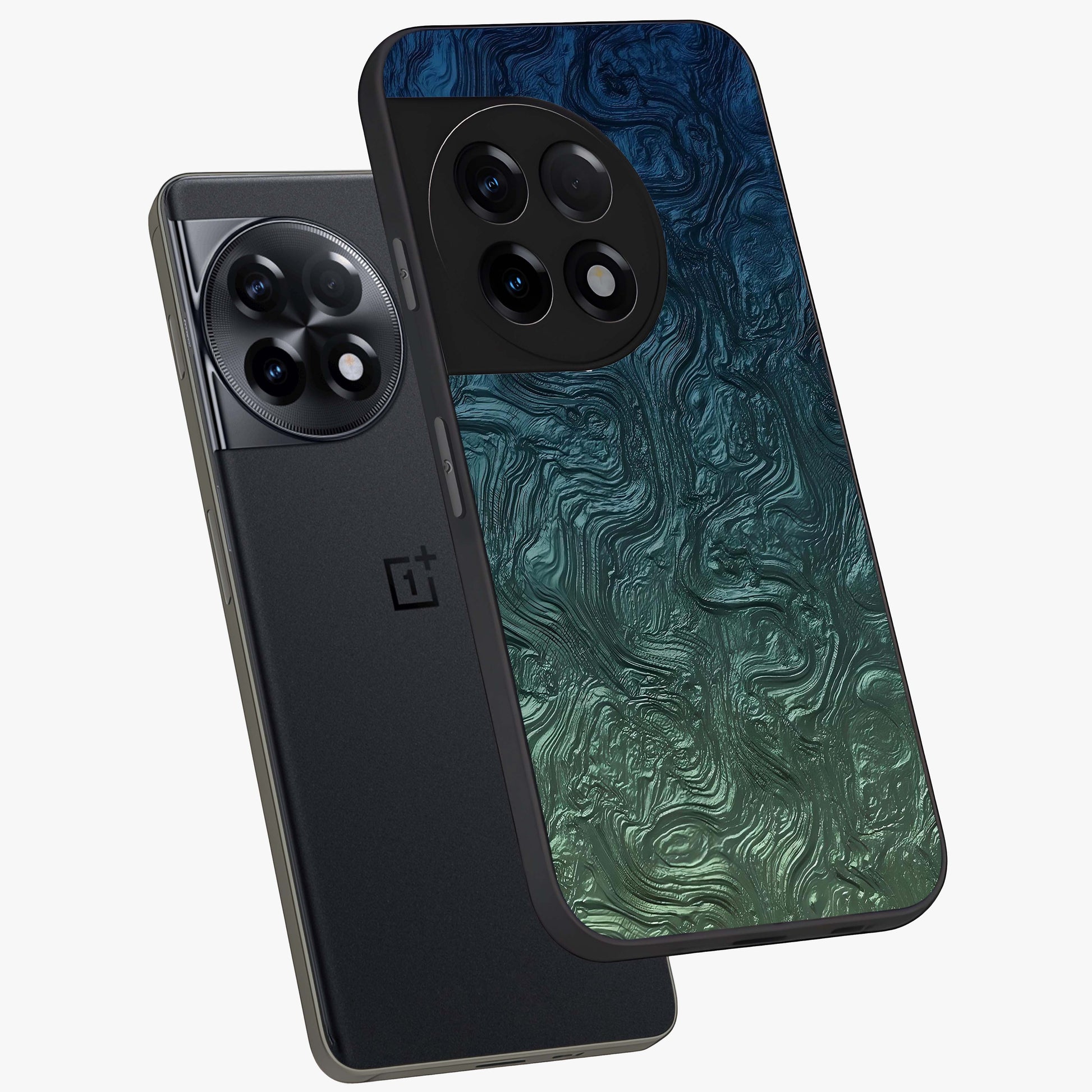 Marble Dream Blur Glass Case for 1+11R angled mockup showcasing glossy finish and smooth gradient tones