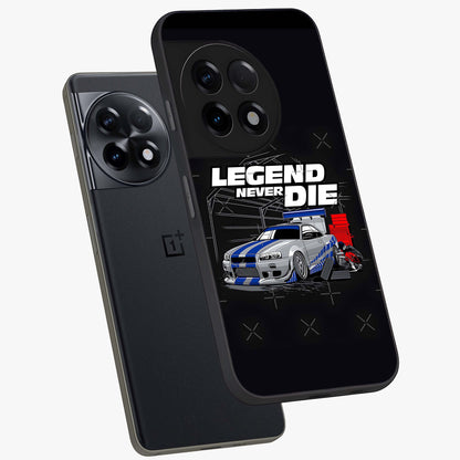 Midnight Racing Legacy Glass Case for 1+11R angled mockup showcasing glossy glass finish and dynamic motion detailing
