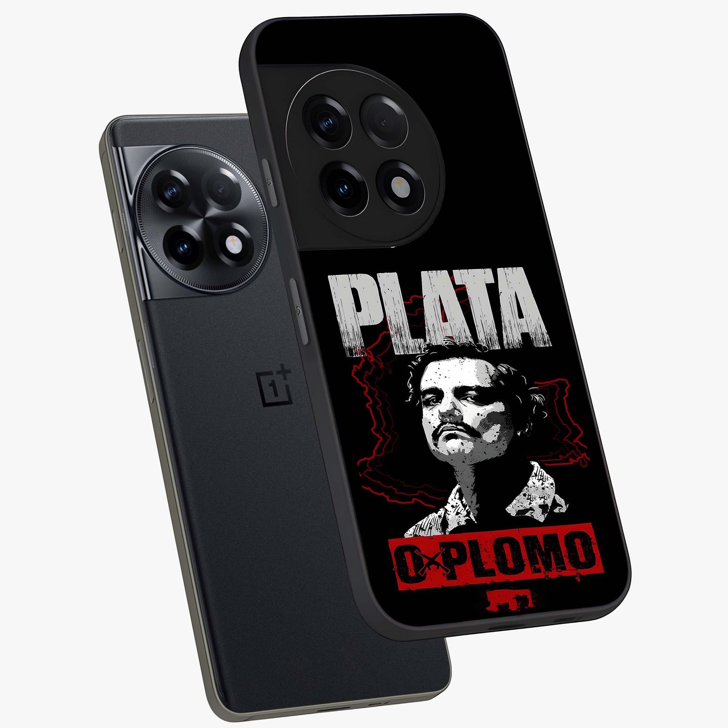 Notorious Crime Empire Glass Case for 1+11R angled mockup showcasing glossy finish and dark urban tones
