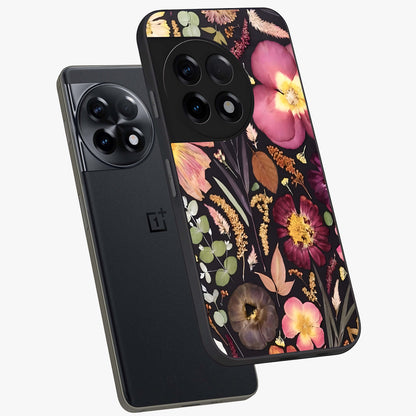 Petal Dream Tapestry Glass Case for 1+11R angled mockup showcasing glossy finish and rich bloom detailing