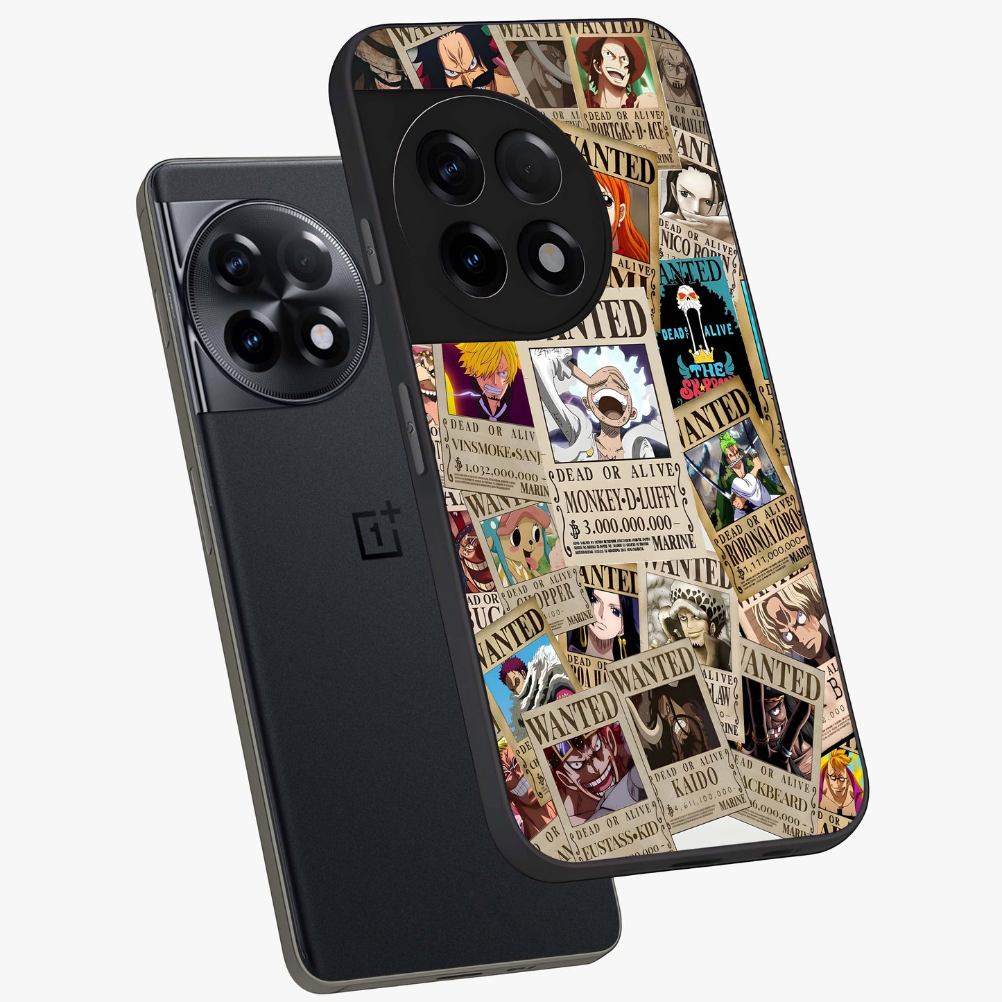 Pirate Wanted Legends Glass Case for 1+11R angled mockup showcasing glossy glass finish and dramatic vintage tones