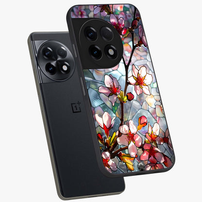 Radiant Bloom Glow Glass Case for 1+11R angled mockup showcasing glossy finish and luminous detailing