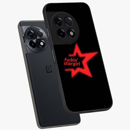 Starboy and Stargirl Energy Glass Case for 1+11R angled mockup showcasing glossy finish and vibrant cosmic tones