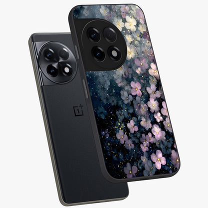 Starlit Blossom Dreams Glass Case for 1+11R angled mockup showcasing glossy finish and soft celestial detailing