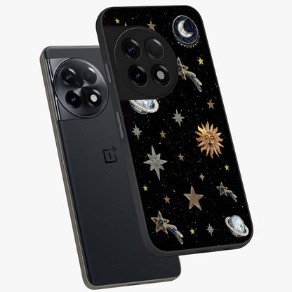 Stars and Planets Brooches Glass Case for 1+11R angled mockup showcasing glossy finish and luminous space tones