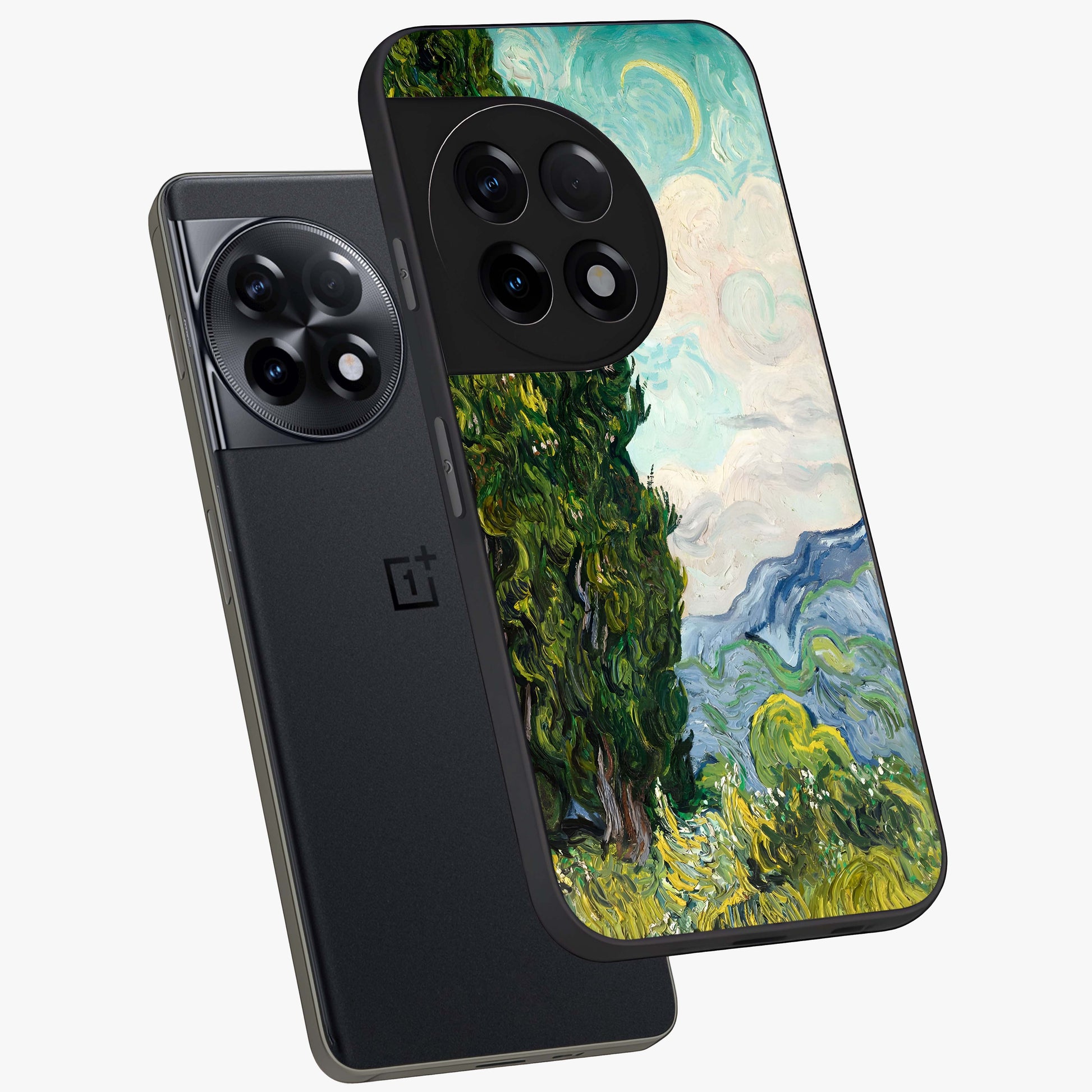 Van Gogh Vintage Art Glass Case for 1+11R angled mockup showcasing glossy finish and rich artistic gradients