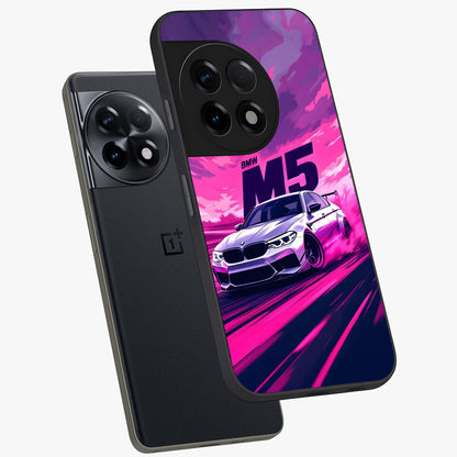 Velocity Drift Pulse Glass Case for 1+11R angled mockup showcasing glossy finish and bold speed gradients