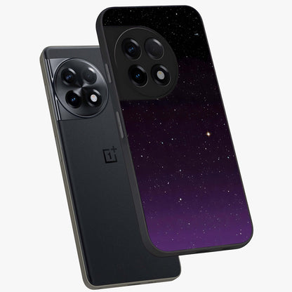 Violet and Black Shade Glass Case for 1+11R angled mockup showcasing glossy finish and dramatic contrast tones