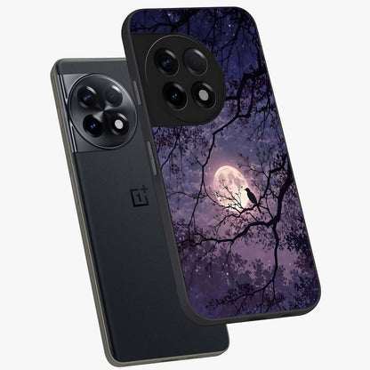Whispering Moon Silence Glass Case for 1+11R angled mockup showcasing glossy finish and subtle celestial detailing