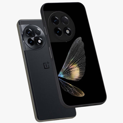 Whispers of Wings Glass Case for 1+11R angled mockup showcasing glossy finish and soft gradient detailing