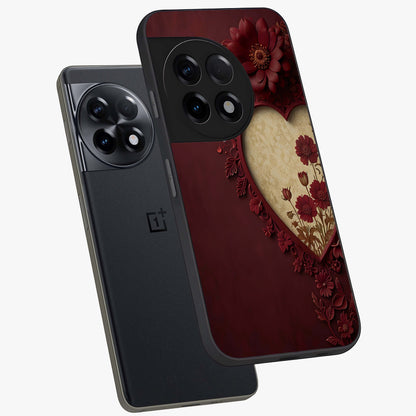 Wine Heart Vintage Art Glass Case for 1+11R angled mockup showcasing glossy finish and rich burgundy tones