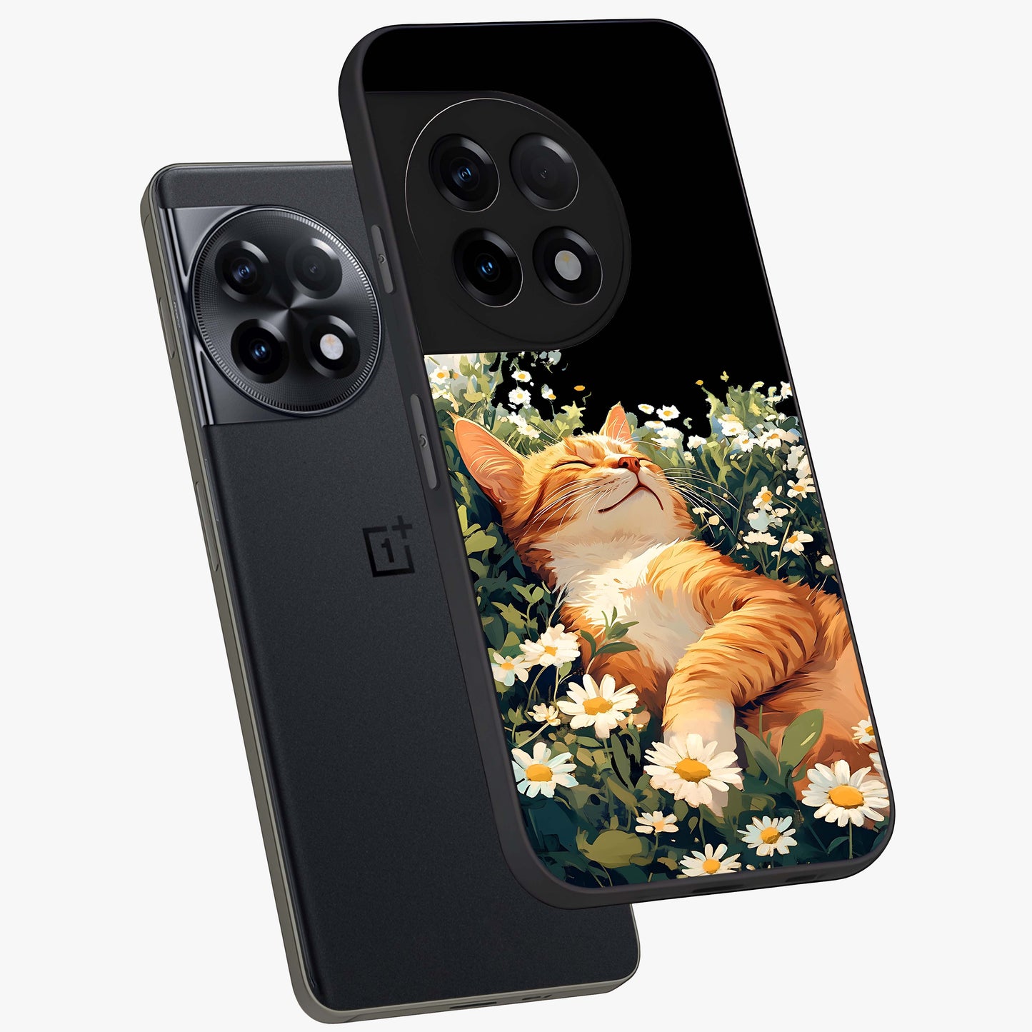 Blissful Bloom Cat Glass Case for OnePlus 11R |1+11R