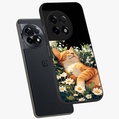Blissful Bloom Cat Glass Case for OnePlus 11R |1+11R
