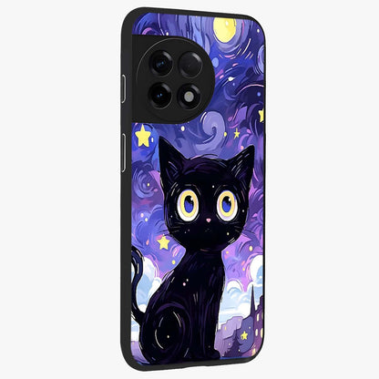Abstract Cat Art Glass Case for 1+11R stylish side perspective highlighting bold abstract artwork details
