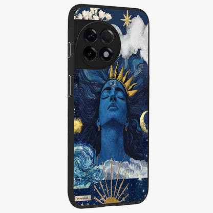 Aesthetic Lord Shiva Glass Case for 1+11R side perspective highlighting vibrant devotional illustration details