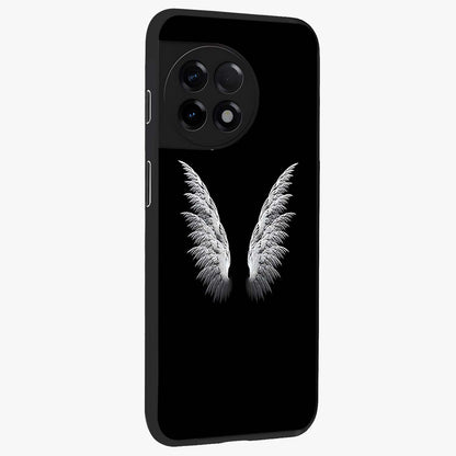 Angel Wing Grace Glass Case for 1+11R side perspective highlighting delicate wing illustration details