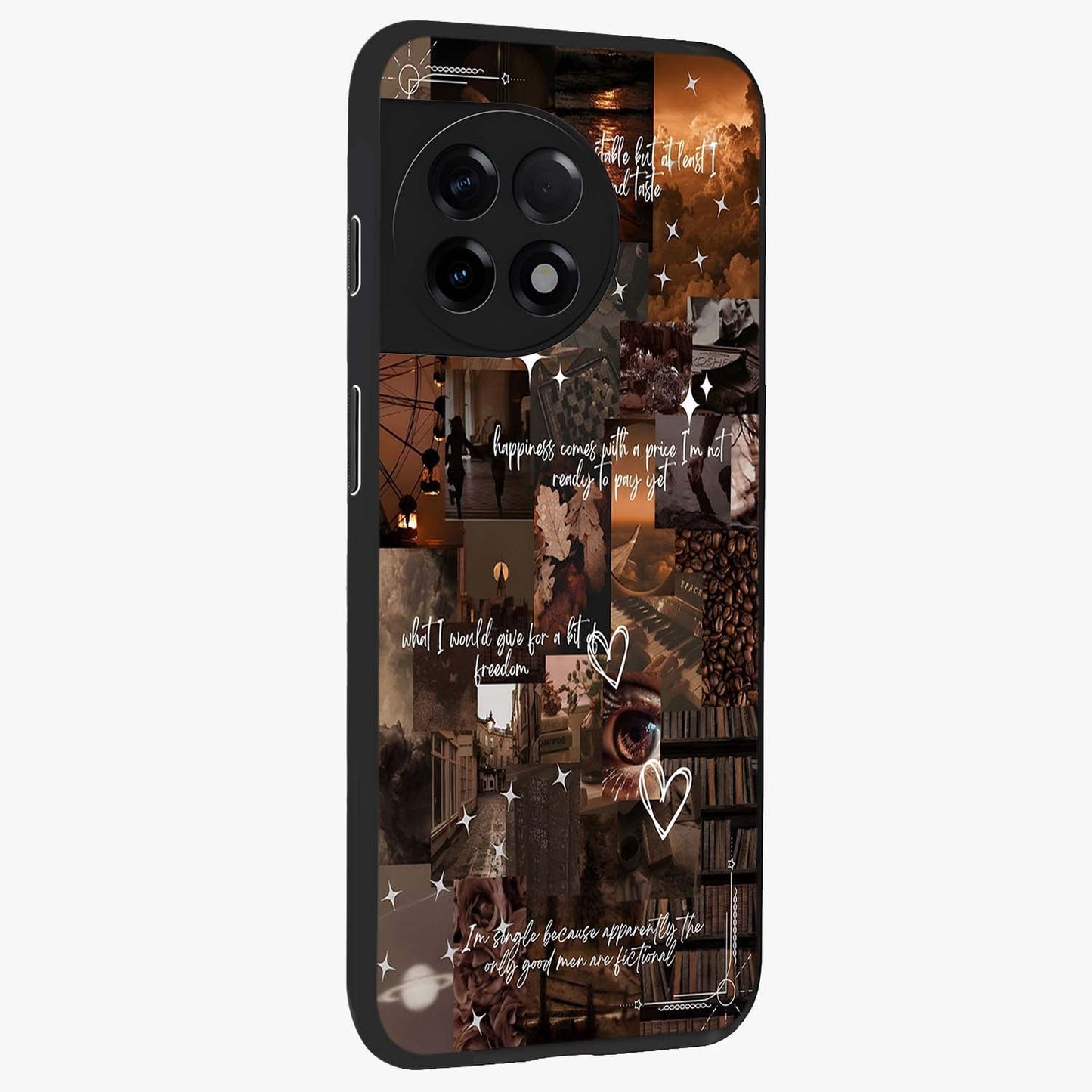 Bittersweet Aesthetic Chaos Glass Case for 1+11R side perspective highlighting vibrant textures and premium detailing