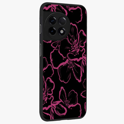 Black Violet Sketch Garden Glass Case for 1+11R side perspective highlighting elegant sketch detailing and premium finish