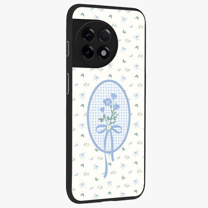 Blue Ribbon Bloom Glass Case for 1+11R side perspective highlighting graceful floral design and premium edges